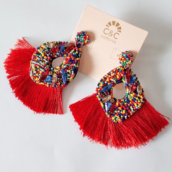 **Sold** NWOT C&C California beaded & crystal drop earrings - Picture 4 of 7